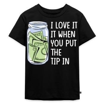Gratuities Tipping Jar Tip Waiter Waiter - Kids Premium Organic T-Shirt - black - Front - Mikhail (115cm)