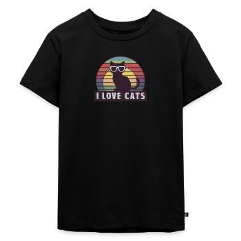 I Love Cats - Kids Premium Organic T-Shirt - black - Front - Mikhail (115cm)