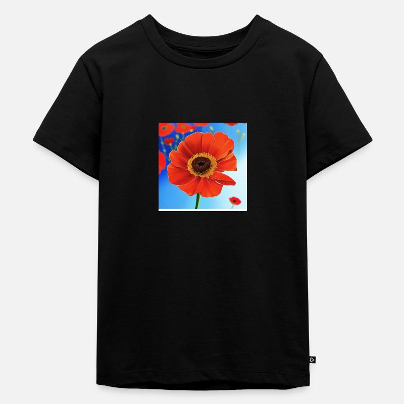 Rote Mohnblume - Kinder Premium Bio T-Shirt - Schwarz