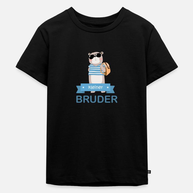 kleiner Bruder Bär - Kinder Premium Bio T-Shirt - Schwarz