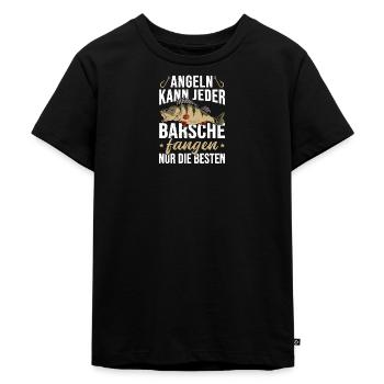 Angeln Kann Jeder Barsche Fangen Nur die Besten - Kinder Premium Bio T-Shirt - Schwarz - Vorne - Mikhail (115cm)