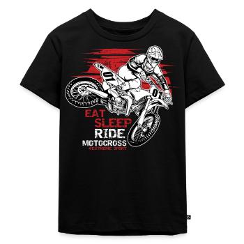 Spis Sleep Ride Motorcross Gentag - Premium økologisk T-shirt til børn - sort - Foran - Mikhail (115cm)