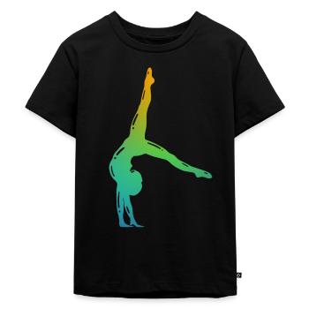 Turnerin in Farbe - Turnen - Turner - Kinder Premium Bio T-Shirt - Schwarz - Vorne - Mikhail (115cm)