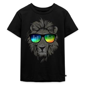 Partylöwe - Löwe mit Musik Sonnenbrille - Kinder Premium Bio T-Shirt - Schwarz - Vorne - Mikhail (115cm)
