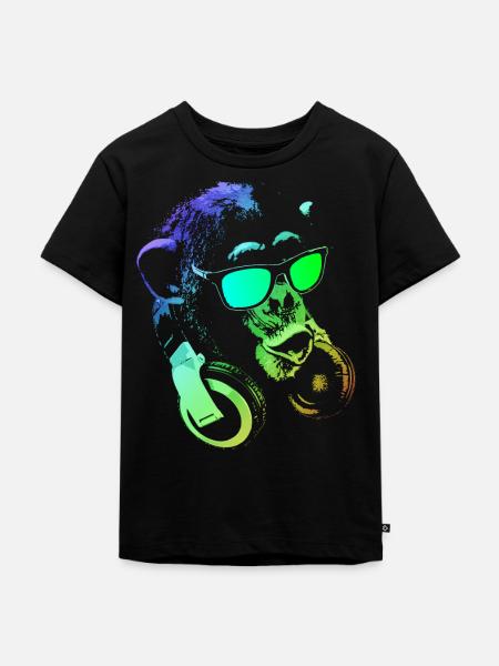 Affe DJ - Kinder Premium Bio T-Shirt - Schwarz