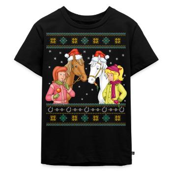 Bibi und Tina mit Amadeus und Sabrina Weihnachten - Kinder Premium Bio T-Shirt - Schwarz - Vorne - Mikhail (115cm)