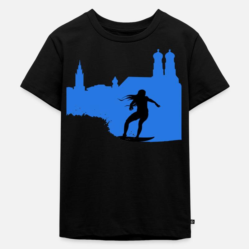 Bavarian Monkey City Surf Munich - Ekologisk premium-T-shirt barn - svart