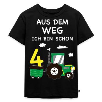 Kinder 4. Geburtstag Traktor 4 Jahre Geschenk - Kinder Premium Bio T-Shirt - Schwarz - Vorne - Mikhail (115cm)