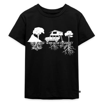 Dachzelt Camper | "In der Natur verwurzelt" 4x4 - Kinder Premium Bio T-Shirt - Schwarz - Vorne - Mikhail (115cm)