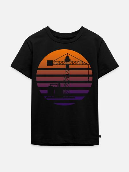 Kran - Kinder Premium Bio T-Shirt - Schwarz