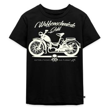 Simson SR2 - DDR Ostalgie Kultmoped - Kinder Premium Bio T-Shirt - Schwarz - Vorne - Mikhail (115cm)