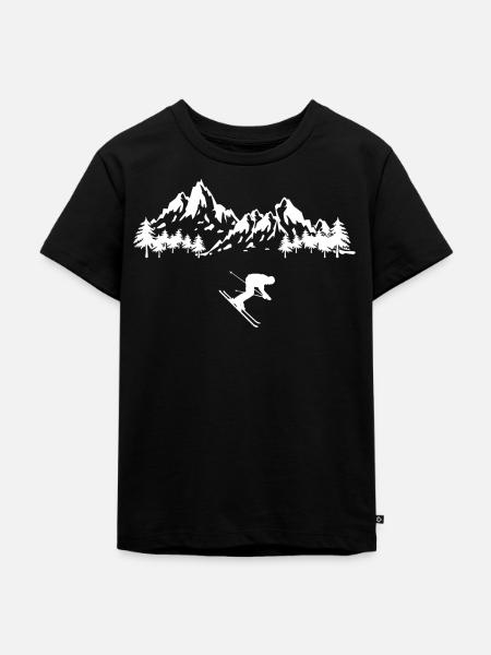 Skifahren Berge - Kinder Premium Bio T-Shirt - Schwarz