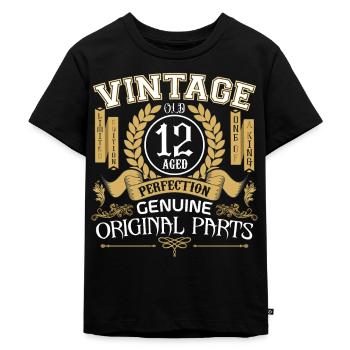 Jahrgang 12 Jahre - Geburtstagsgeschenk 12 Jahre !!! - Kinder Premium Bio T-Shirt - Schwarz - Vorne - Mikhail (115cm)