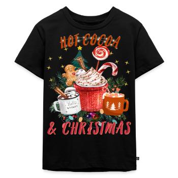 Chocolat chaud et café vintage Joyeux Noël - T-shirt Premium bio Enfant - noir - Devant - Mikhail (115cm)