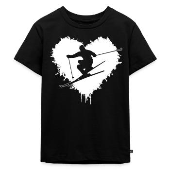 ski fahren - Kinder Premium Bio T-Shirt - Schwarz - Vorne - Mikhail (115cm)