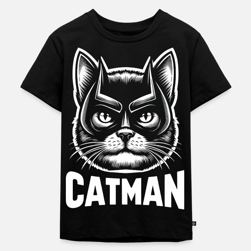 Catman Superheld Katze mit Mask - Kinder Premium Bio T-Shirt - Schwarz