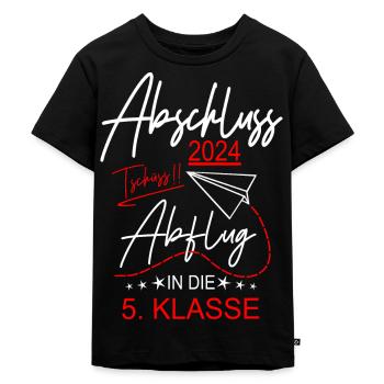 Abschluss 2024 Grundschule - Kinder Premium Bio T-Shirt - Schwarz - Vorne - Mikhail (115cm)