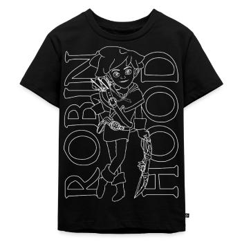 Robin Hood Schlitzohr Umrisse Mit Schriftzug - Kinder Premium Bio T-Shirt - Schwarz - Vorne - Mikhail (115cm)