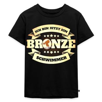 Schwimmer Schwimmprüfung Bronze Geschenk - Kinder Premium Bio T-Shirt - Schwarz - Vorne - Mikhail (115cm)