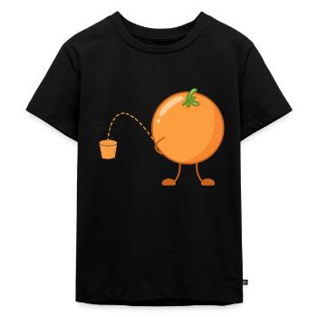 Orange pinkeln pissen lustig Obst Orangensaft Saft - Kinder Premium Bio T-Shirt - Schwarz - Vorne - Mikhail (115cm)