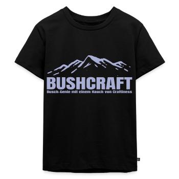 Bushcraft - Busch Genie mit Craftiness - Kinder Premium Bio T-Shirt - Schwarz - Vorne - Mikhail (115cm)