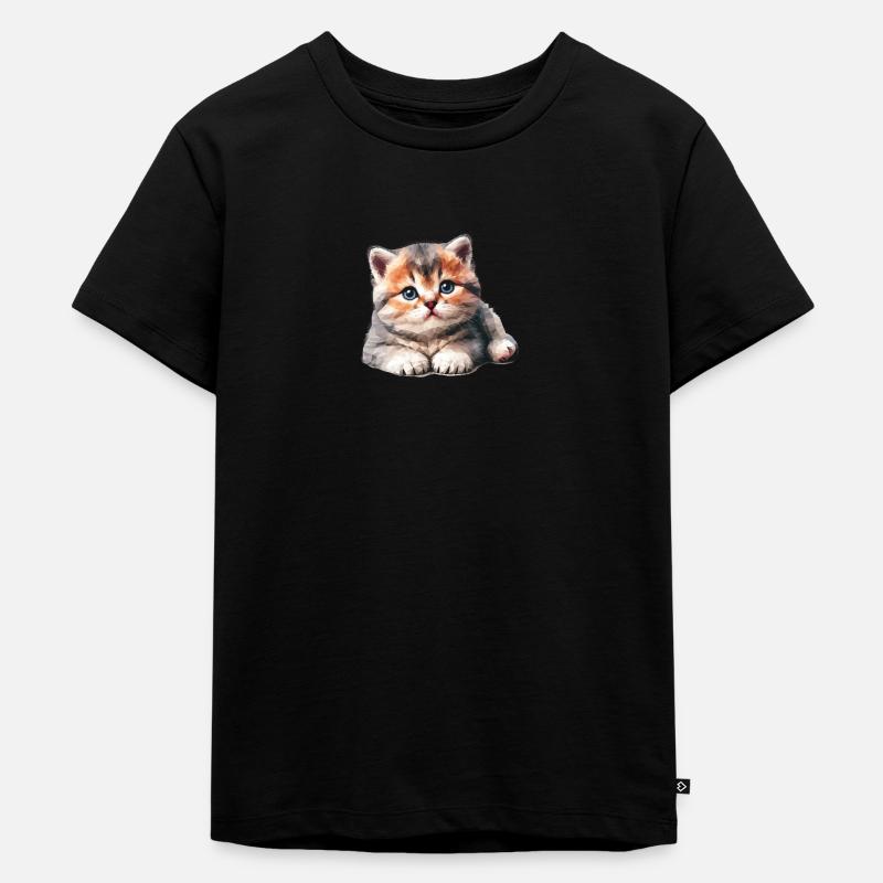 Süßes Kätzchen Polygon - Kinder Premium Bio T-Shirt - Schwarz