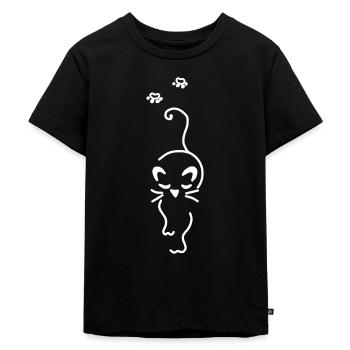 Katze - Kinder Premium Bio T-Shirt - Schwarz - Vorne - Mikhail (115cm)