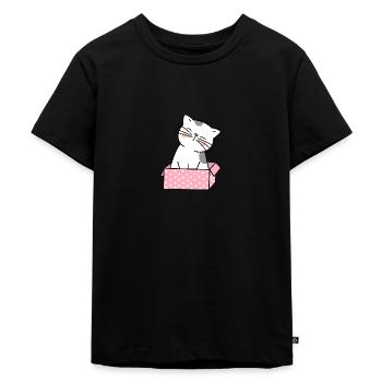 Carton de chat mignon - T-shirt Premium bio Enfant - noir - Devant - Mikhail (115cm)