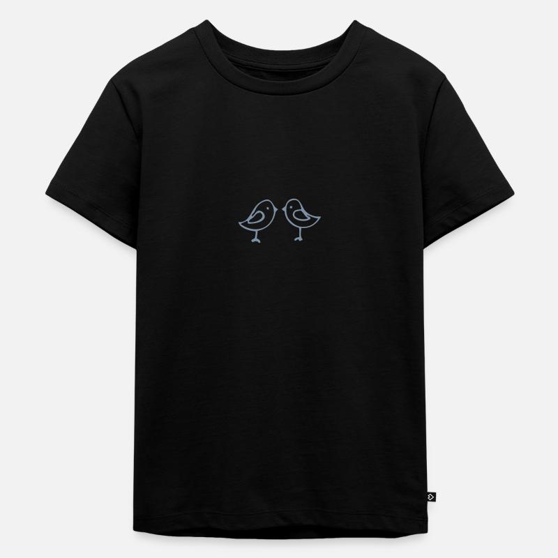 vogelpaar - Kinder Premium Bio T-Shirt - Schwarz