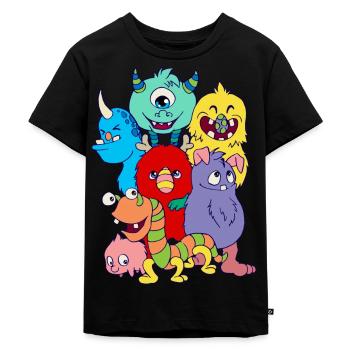 Geschenkidee Monster Design Geburtstag Halloween - Kinder Premium Bio T-Shirt - Schwarz - Vorne - Mikhail (115cm)