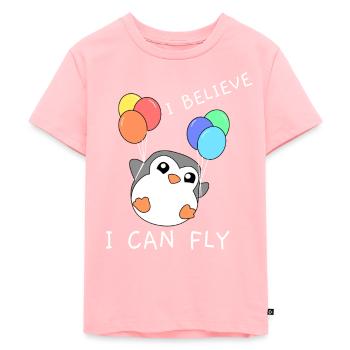 Pingouin | Je crois que je peux voler - T-shirt Premium bio Enfant - rose - Devant - AI Model Kid Female (0cm)