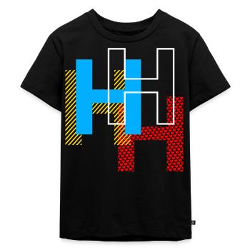 H Buchstabe - Kinder Premium Bio T-Shirt - Schwarz - Vorne - Mikhail (115cm)