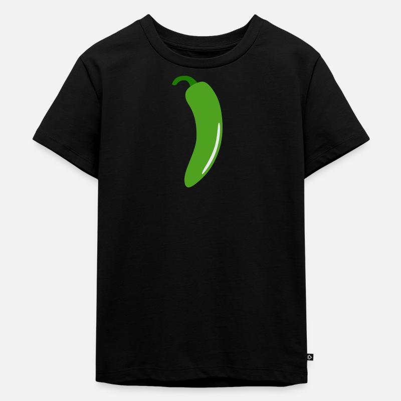 Grüne Chilischote - Kinder Premium Bio T-Shirt - Schwarz