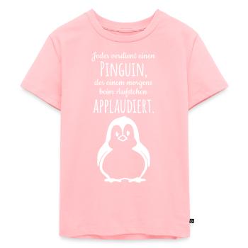 Pingouin debout applaudissement doux animal - T-shirt Premium bio Enfant - rose - Devant - AI Model Kid Female (0cm)