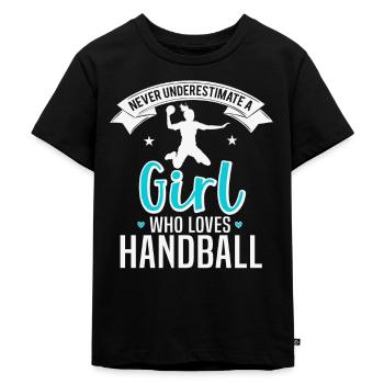 handball Mädchen Frau Damen Handball - Kinder Premium Bio T-Shirt - Schwarz - Vorne - Mikhail (115cm)