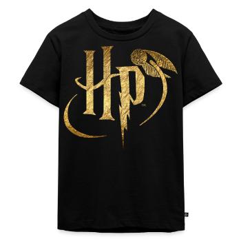 Harry Potter Logo Gold - Kinder Premium Bio T-Shirt - Schwarz - Vorne - Mikhail (115cm)