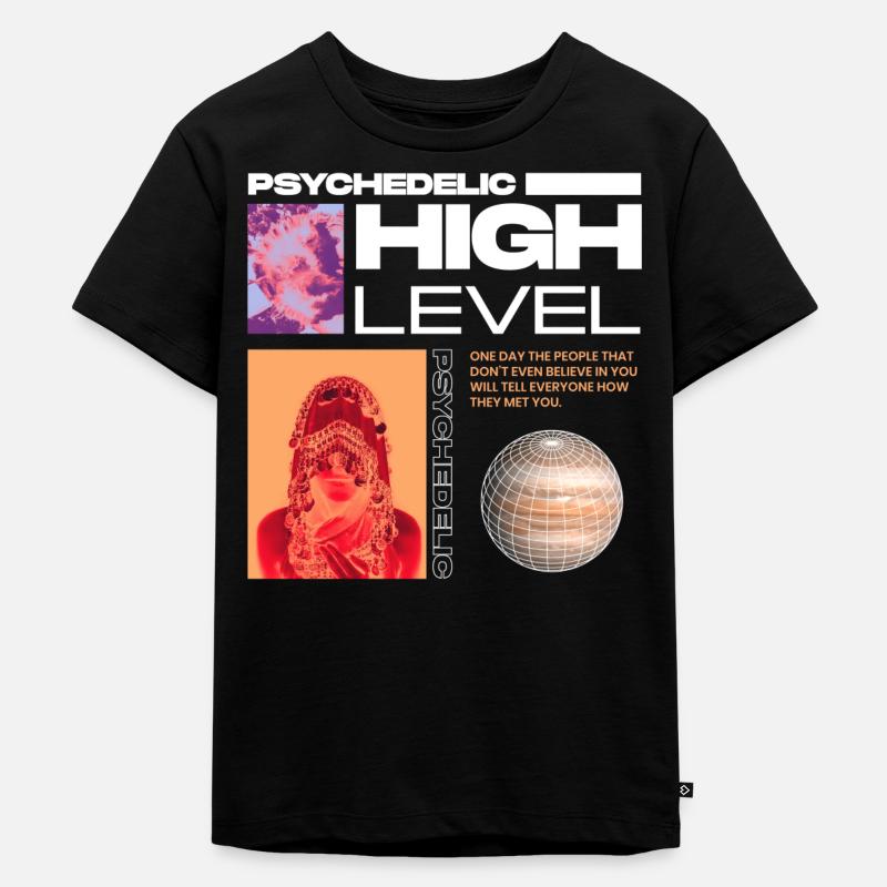 Psychedelisch High Level - Kinder Premium Bio T-Shirt - Schwarz