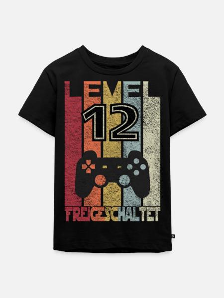 Level 12 freigeschaltet - Kinder Premium Bio T-Shirt - Schwarz