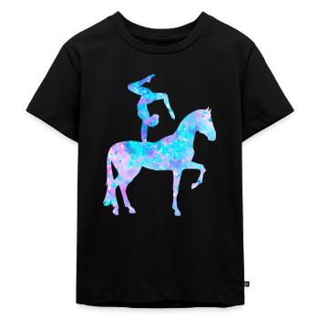 Voltigieren Voltigiererin Pferd Volti Geschenk - Kinder Premium Bio T-Shirt - Schwarz - Vorne - Mikhail (115cm)