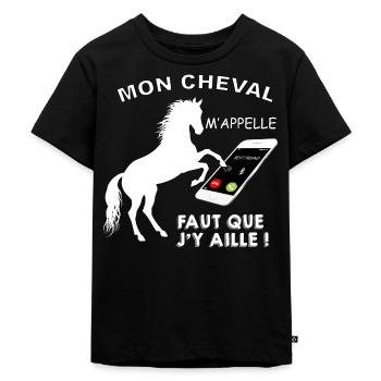 Mon cheval m appelle meilleure amie - T-shirt Premium bio Enfant - noir - Devant - Mikhail (115cm)
