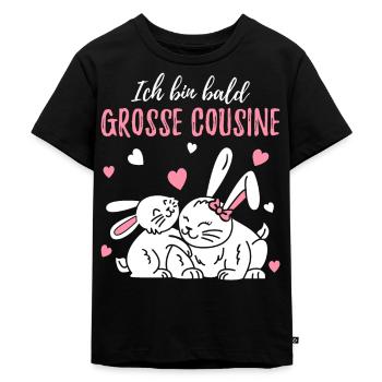 Ich werde große Cousine / Bald grosse Cousine - Kinder Premium Bio T-Shirt - Schwarz - Vorne - Mikhail (115cm)
