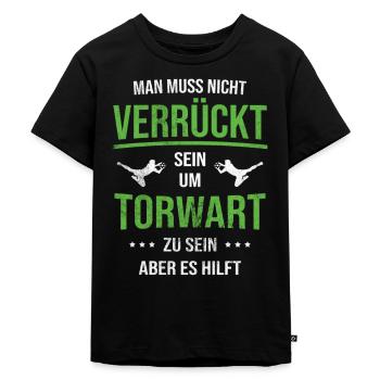 Torwart Fußball - Kinder Premium Bio T-Shirt - Schwarz - Vorne - Mikhail (115cm)