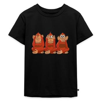 Trois singes n’entendent rien ne voient rien dire - T-shirt Premium bio Enfant - noir - Devant - Mikhail (115cm)