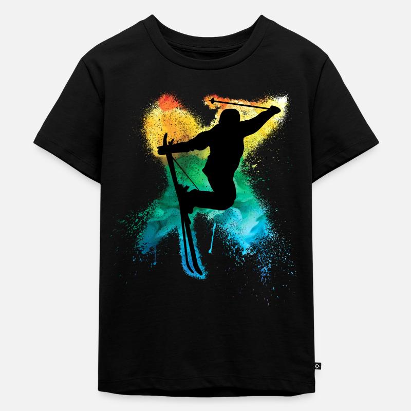 Freeski extrem Freestyle Trick Regenbogen - Kinder Premium Bio T-Shirt - Schwarz