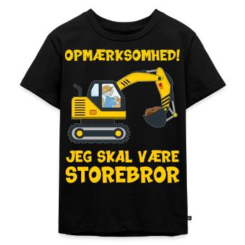 Jeg skal være storebror gravemaskine muddermaskine - Premium økologisk T-shirt til børn - sort - Foran - Mikhail (115cm)