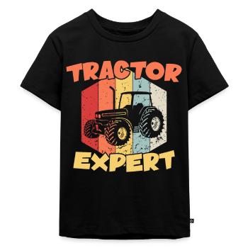 Tractor Expert / Traktor - Kids Premium Organic T-Shirt - black - Front - Mikhail (115cm)
