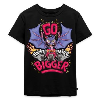 Hot Wheels Fledermaus Go Bigger - Kinder Premium Bio T-Shirt - Schwarz - Vorne - Mikhail (115cm)