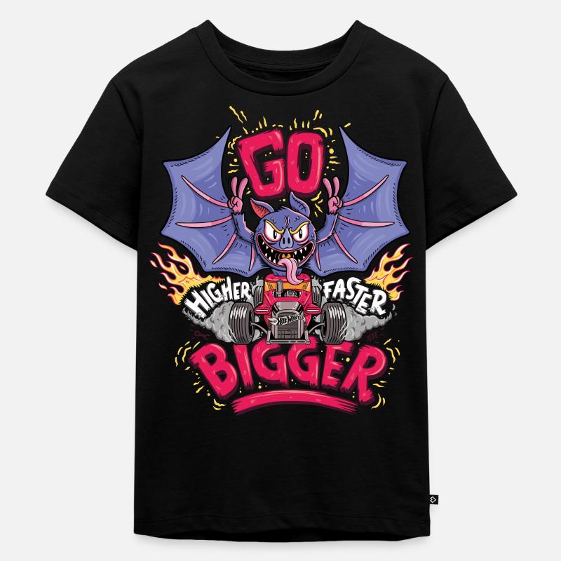 Hot Wheels Fledermaus Go Bigger - Kinder Premium Bio T-Shirt - Schwarz