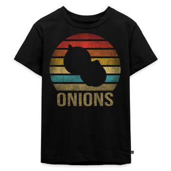 Onion Vegetables Retro Sunset Vintage - Kinder Premium Bio T-Shirt - Schwarz - Vorne - Mikhail (115cm)