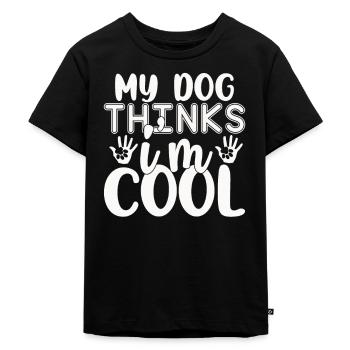 My dog thinks I'm cool - Kids Premium Organic T-Shirt - black - Front - Mikhail (115cm)